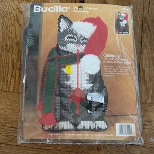 Bucilla Christmas Cat Canvas Doorstop